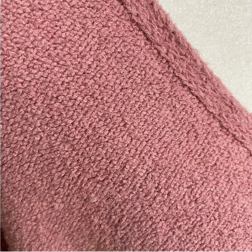 Free People Take Me Places Pink Oversized V-Neck Sweater Extra Small